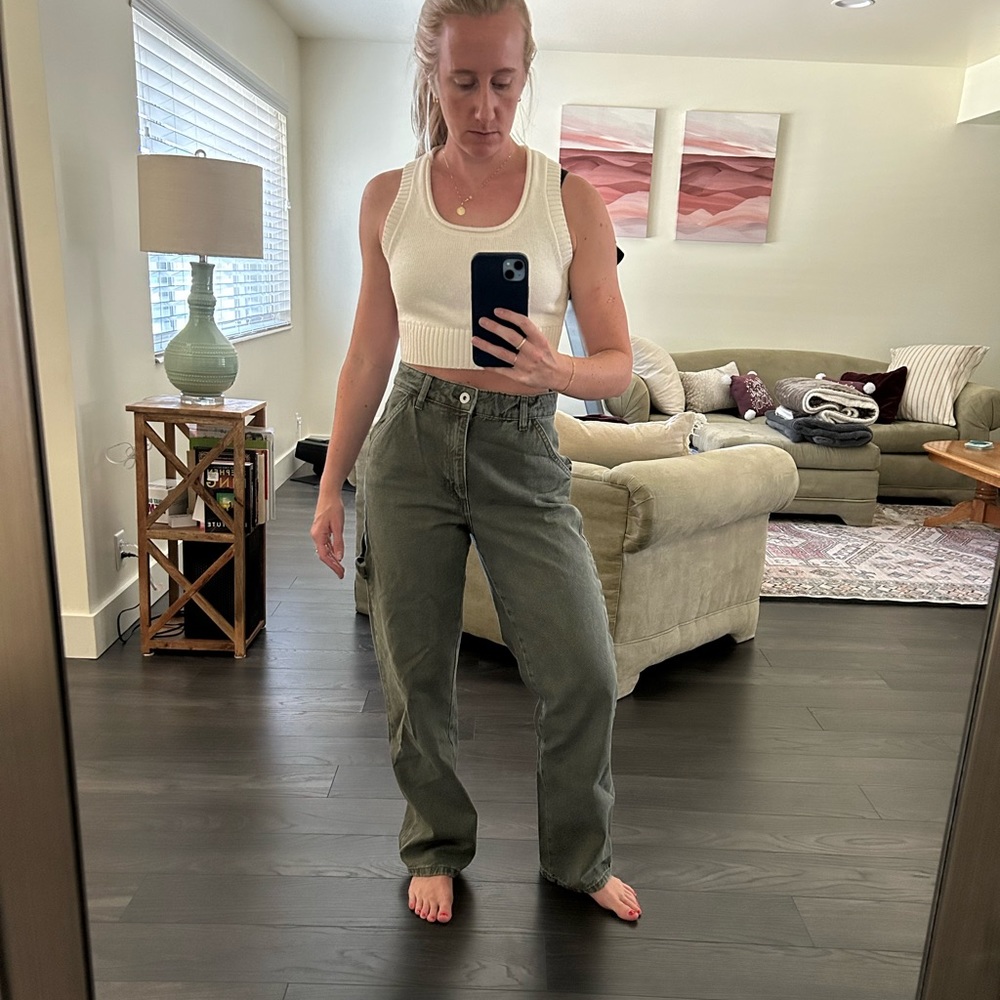 Cotton on olive green carpenter jeans